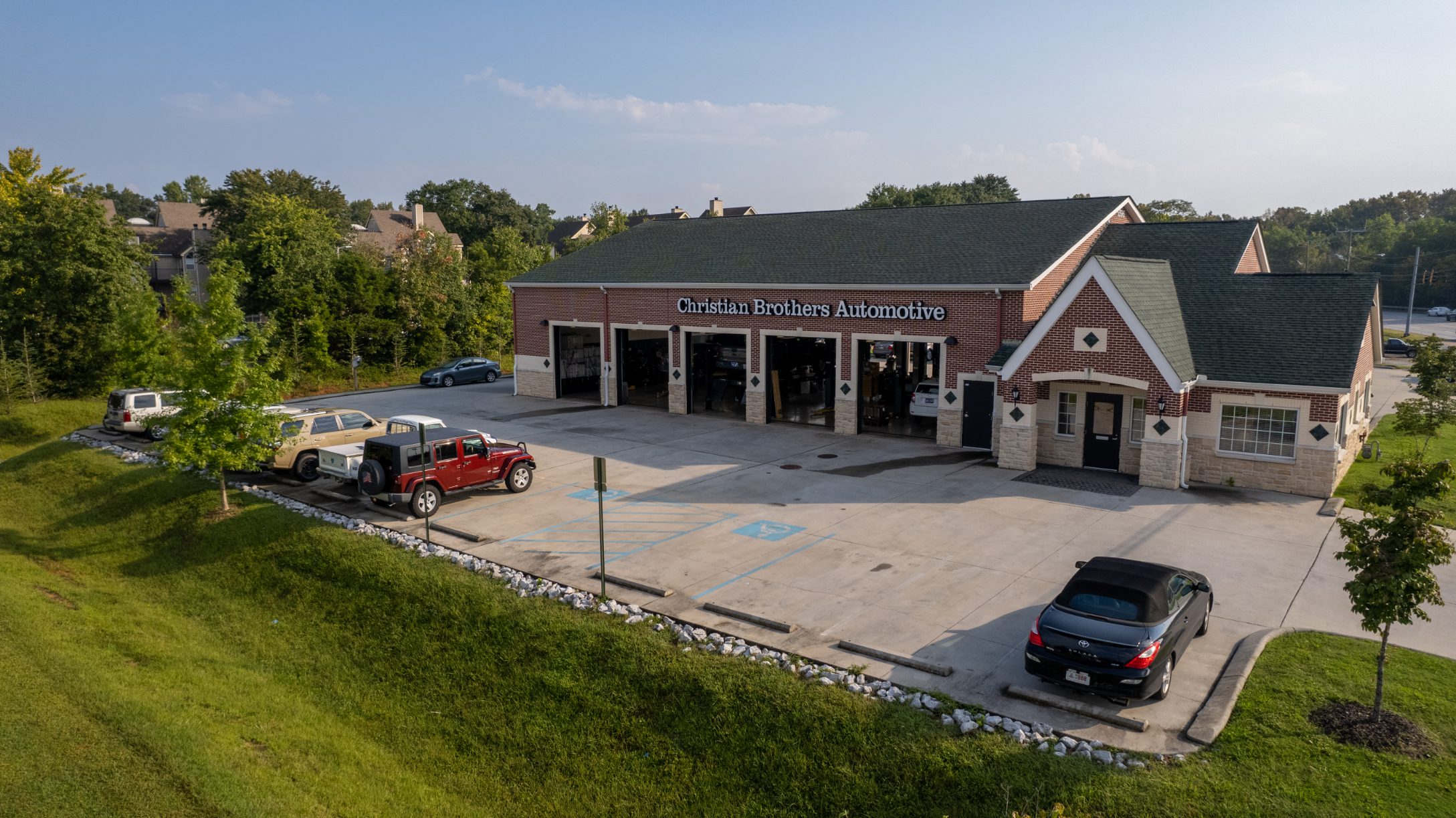 Aerial view of the shop with the neighbouring road and retail
