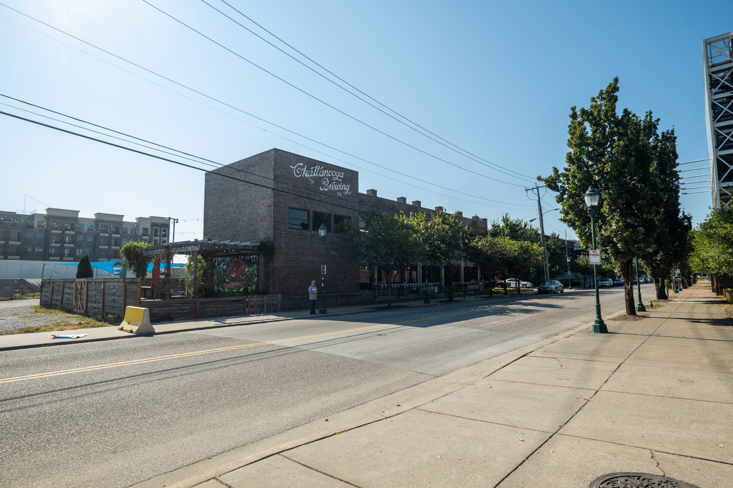 Street-level view of the Chestnut Street corner