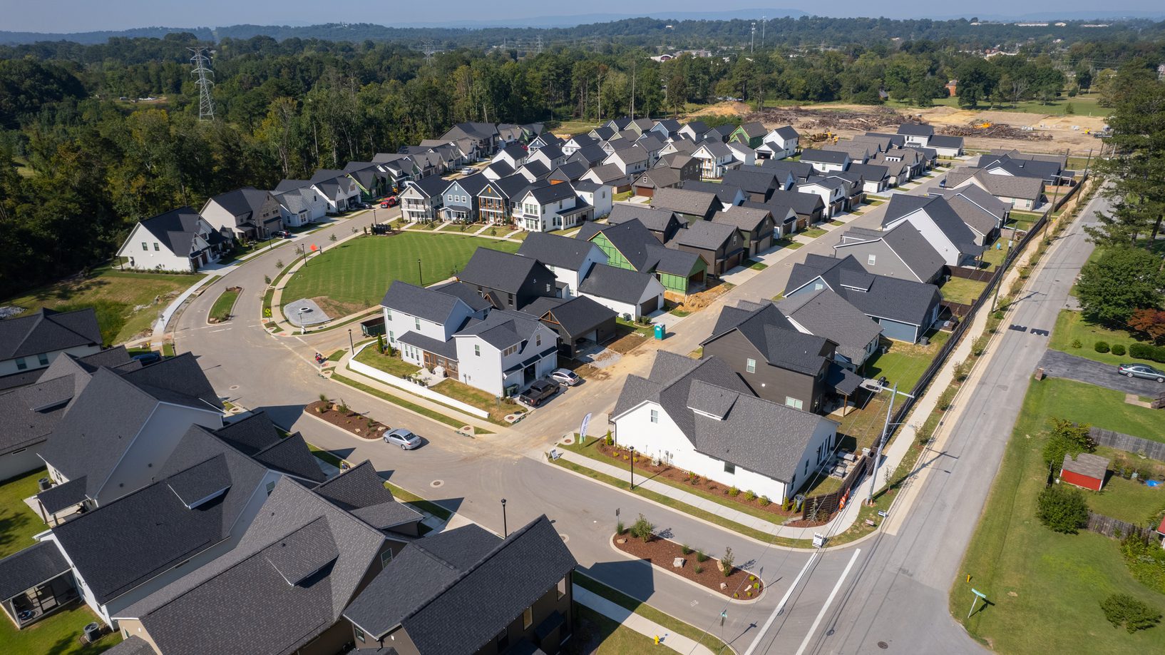 Aerial view of Heritage Walk in East Brainerd with the ridges beyond