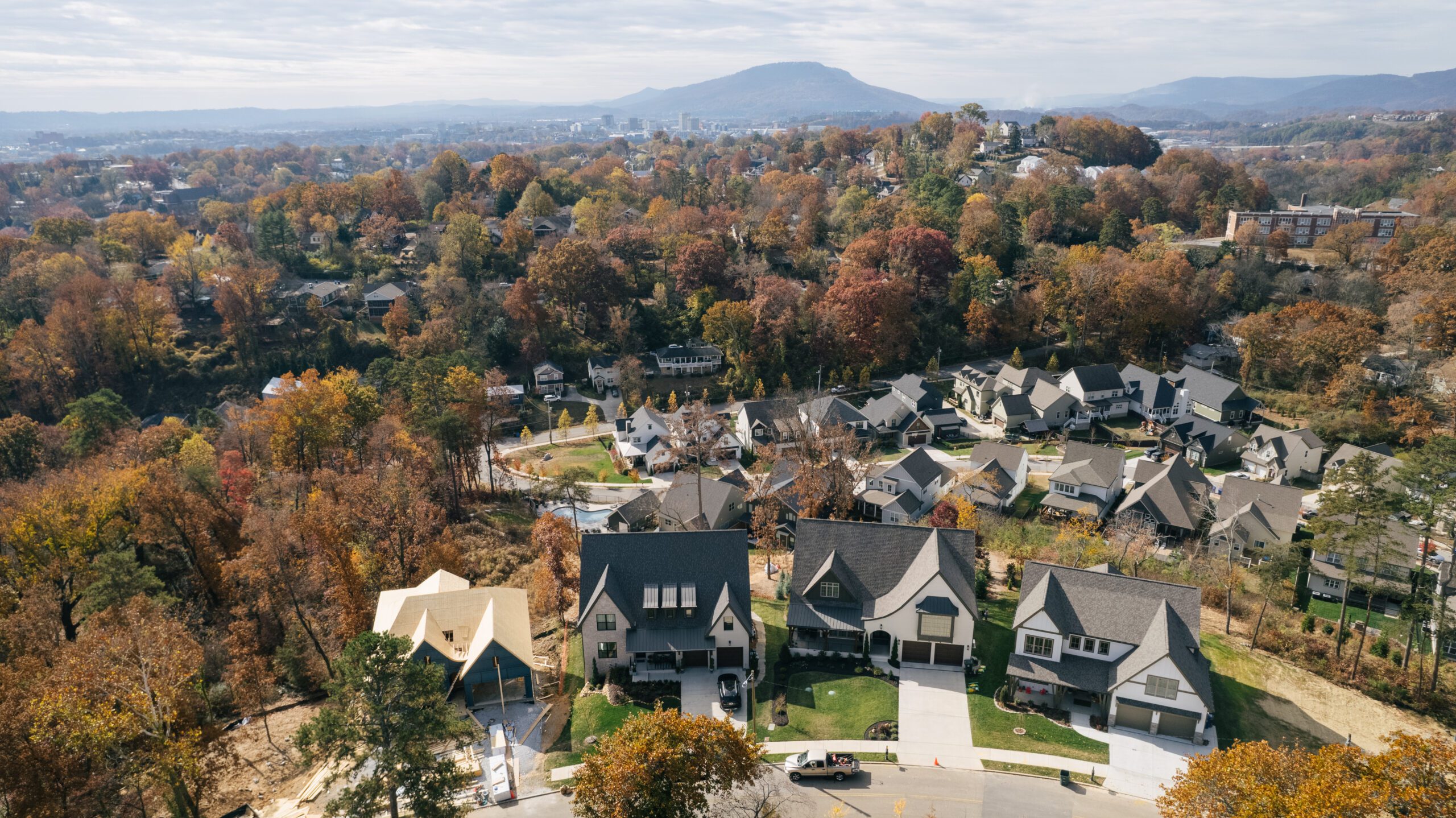Overhead aerial of the neighborhood streets and lots