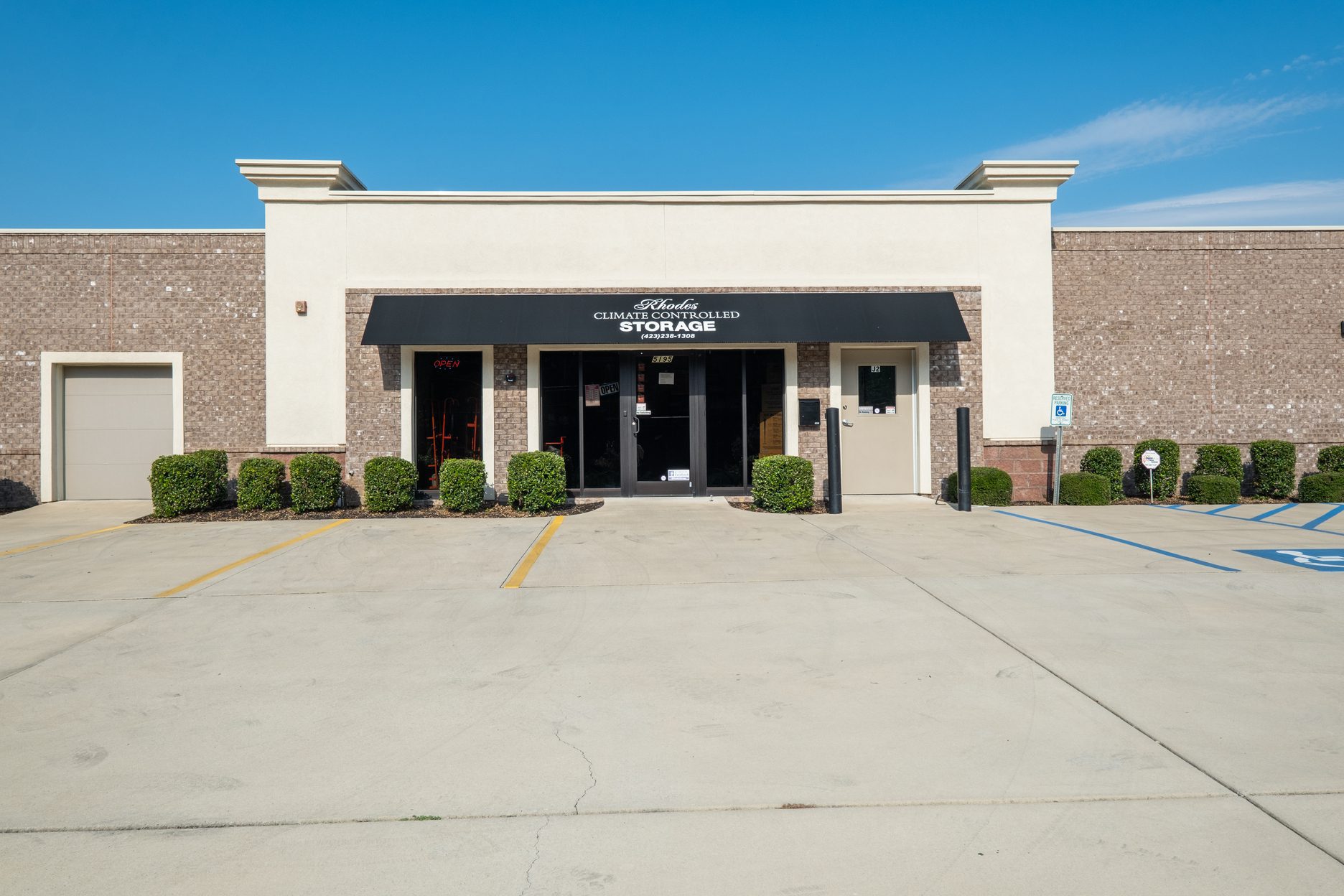 Front entrance of Rhodes Climate Controlled Storage